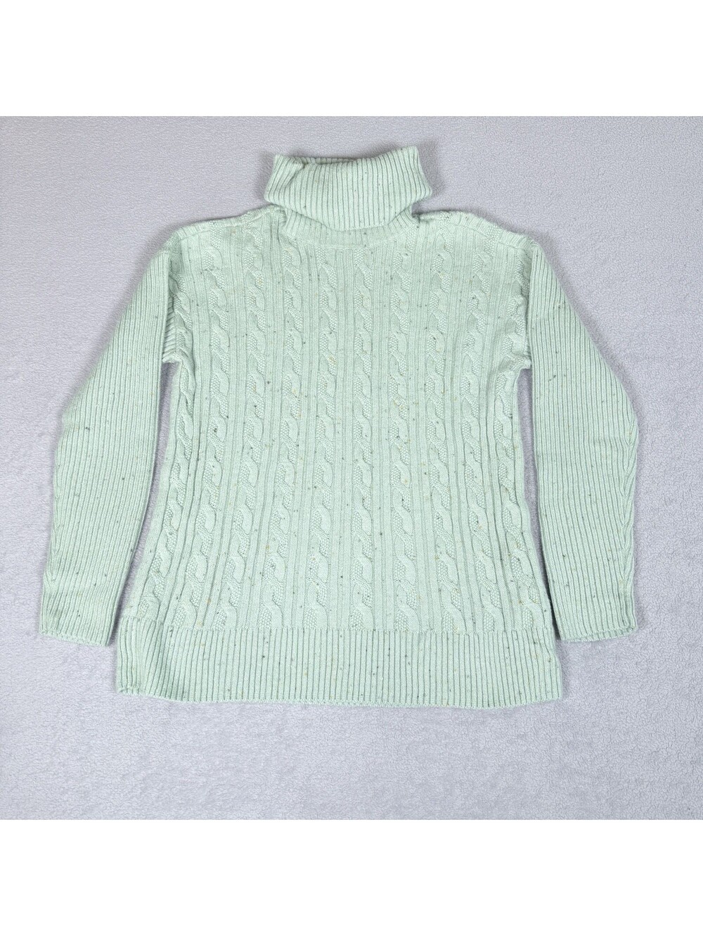 Talbots Mint Confetti Sweater‎ Cowl Neck Cotton Blend Womens Medium Petite